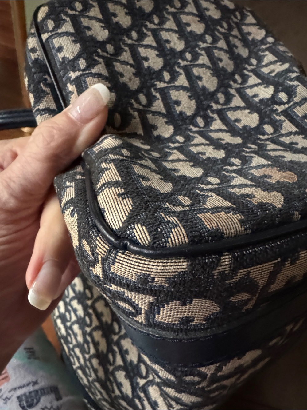Christian Dior Trotter Canvas Boston Bag Hand Bag Vintage Navy - Picture 13 of 16